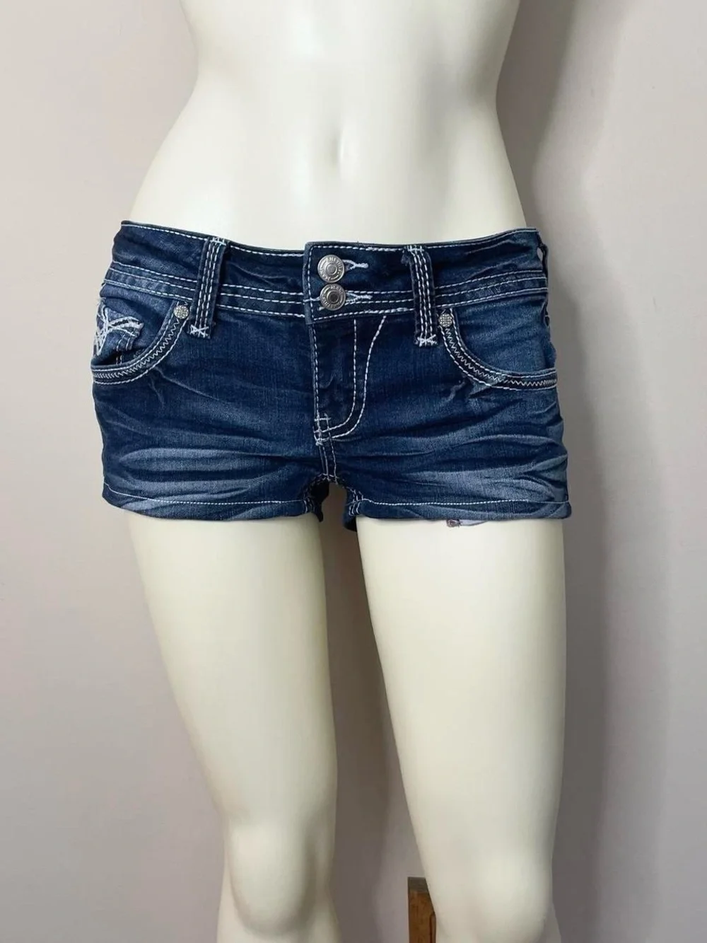 Vintage Y2K mcbling micro mini jean shorts by Amethyst